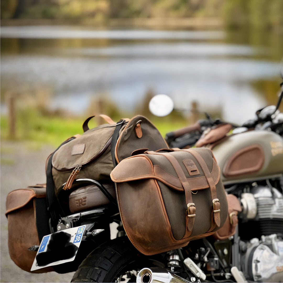 Belle valise moto Royal Enfield.