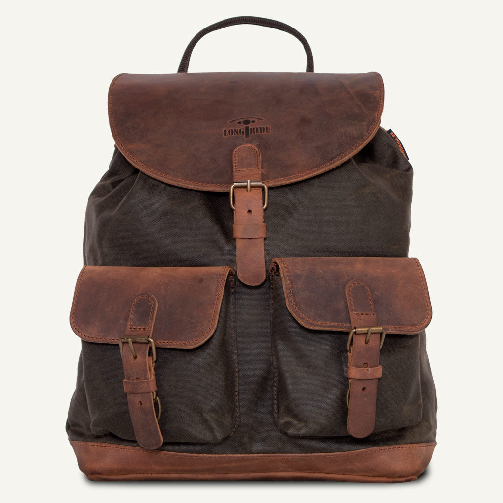 Beau Sac à Dos Motard Cuir Toile LONGRIDE FRANCE